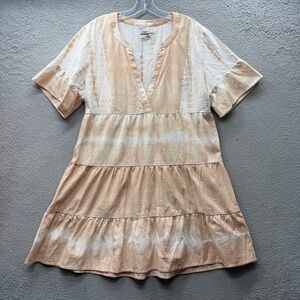 Faherty La Vida Organic Cotton Swing Mini Dress Maple Sugar Brown Women’s Size L